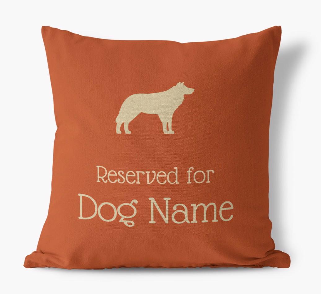 Personalised 'Reserved For {dogsName}' Canvas Cushion