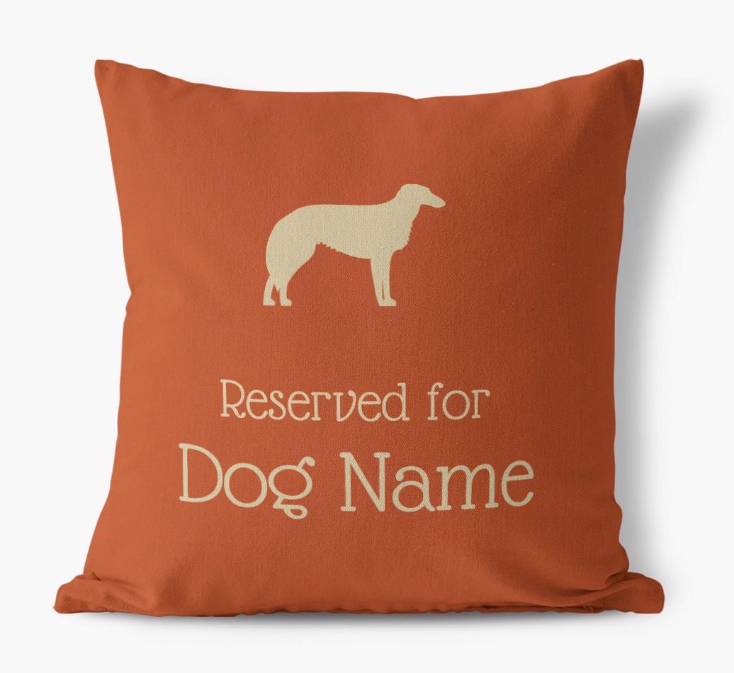 Personalised 'Reserved For {dogsName}' Canvas Cushion
