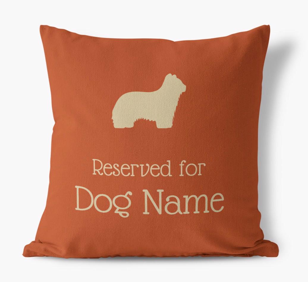 Personalised 'Reserved For {dogsName}' Canvas Cushion