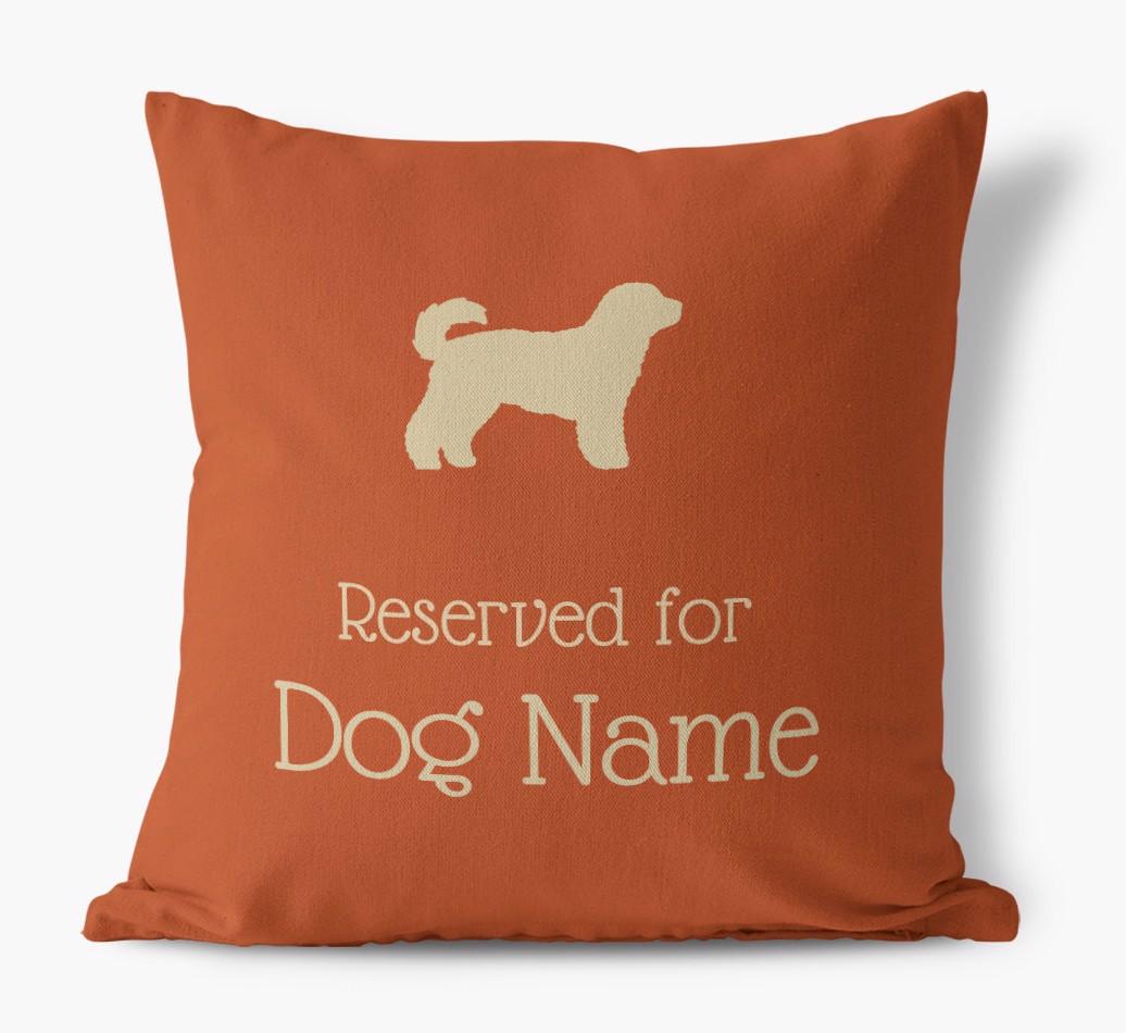 Personalised 'Reserved For {dogsName}' Canvas Cushion