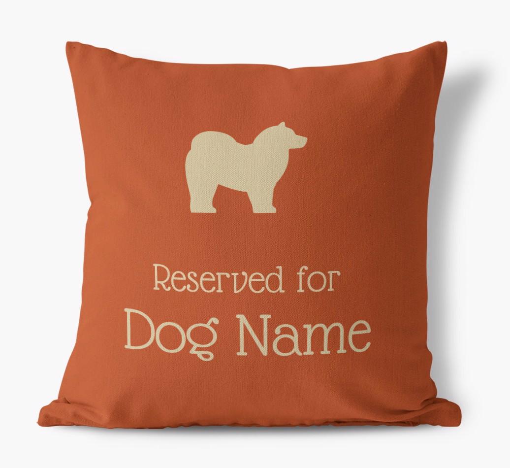 Personalised 'Reserved For {dogsName}' Canvas Cushion