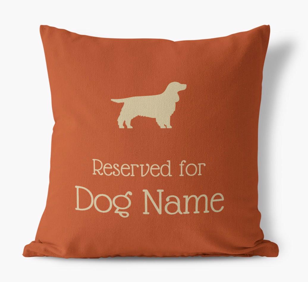Personalised 'Reserved For {dogsName}' Canvas Cushion