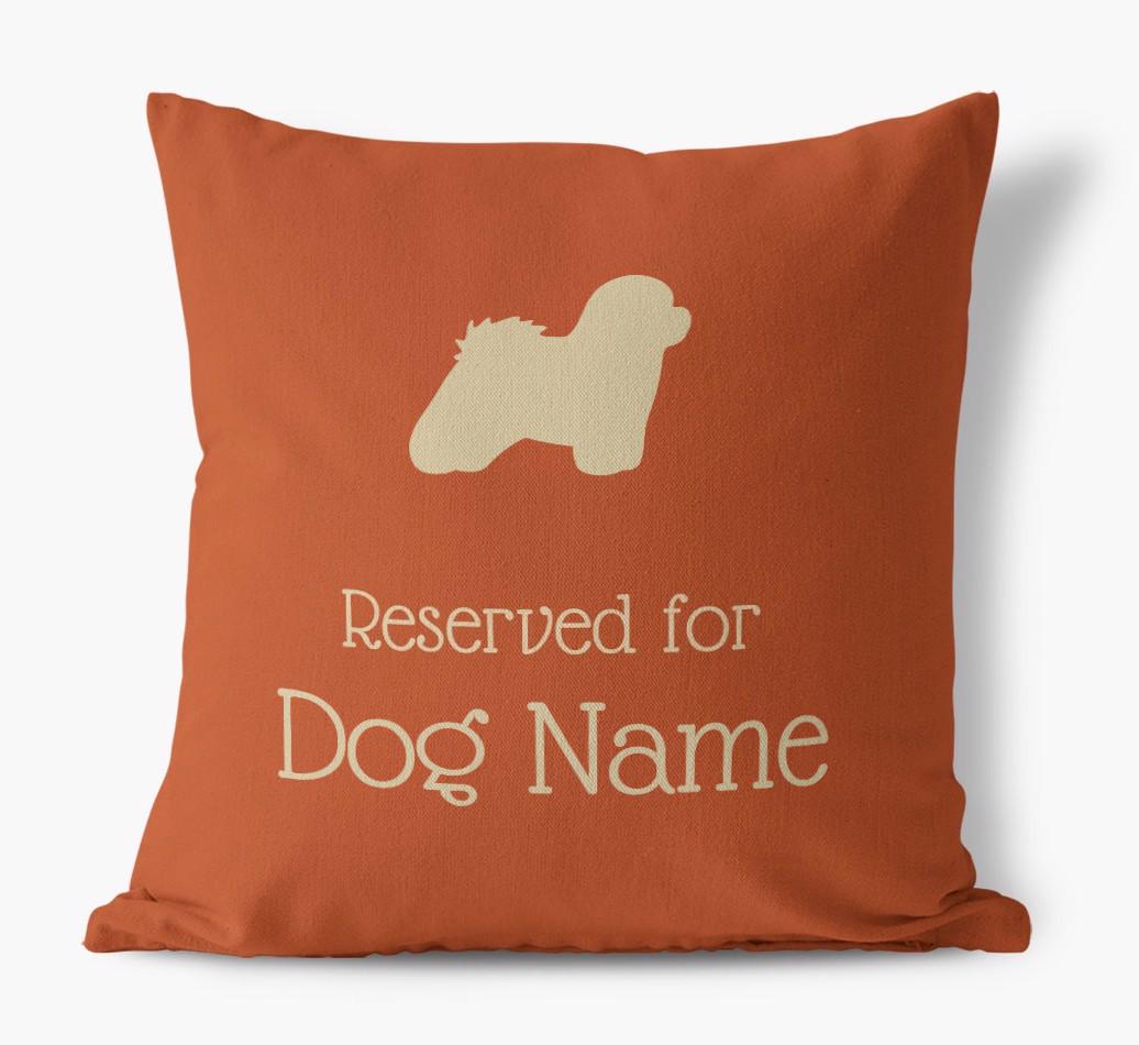 Personalised 'Reserved For {dogsName}' Canvas Cushion