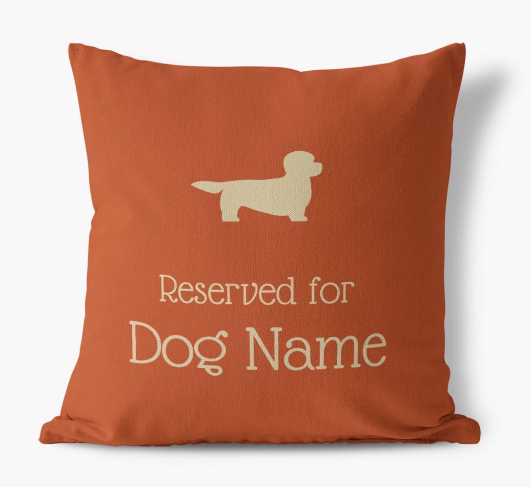 Personalised 'Reserved For {dogsName}' Canvas Cushion