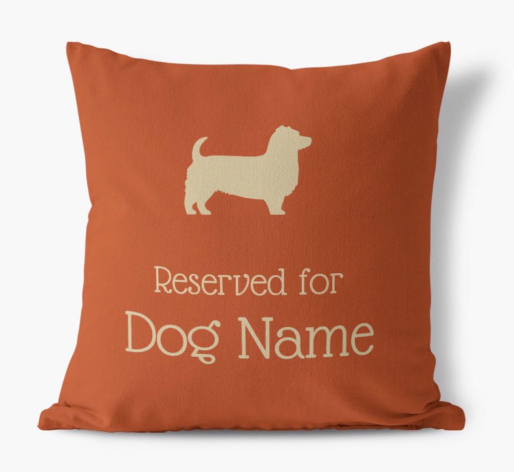 Personalised 'Reserved For {dogsName}' Canvas Cushion