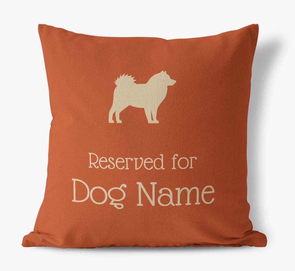 Personalised 'Reserved For {dogsName}' Canvas Cushion