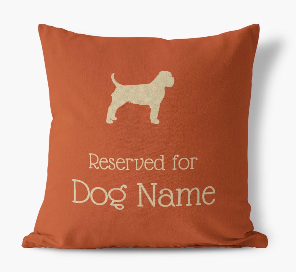 Personalised 'Reserved For {dogsName}' Canvas Cushion