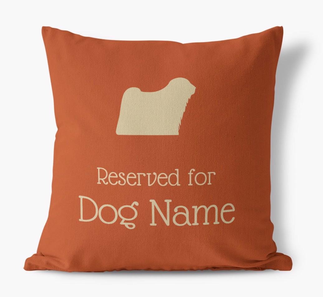 Personalised 'Reserved For {dogsName}' Canvas Cushion
