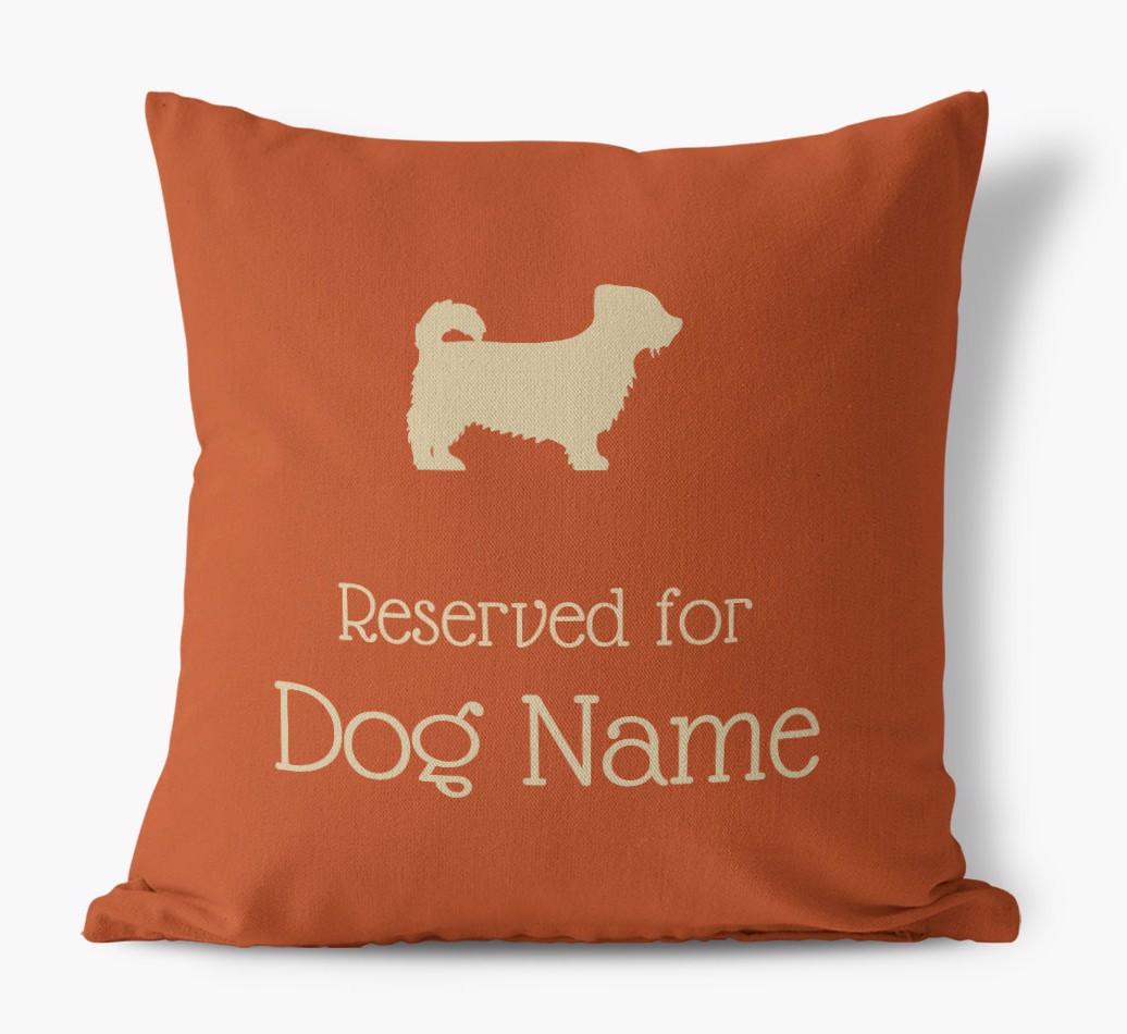 Personalised 'Reserved For {dogsName}' Canvas Cushion