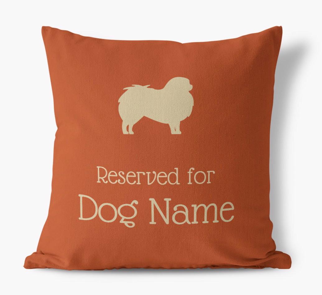 Personalised 'Reserved For {dogsName}' Canvas Cushion