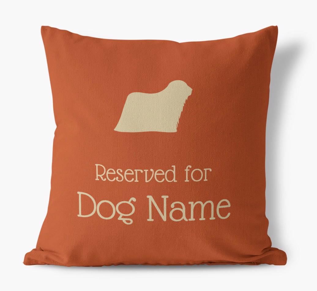 Personalised 'Reserved For {dogsName}' Canvas Cushion