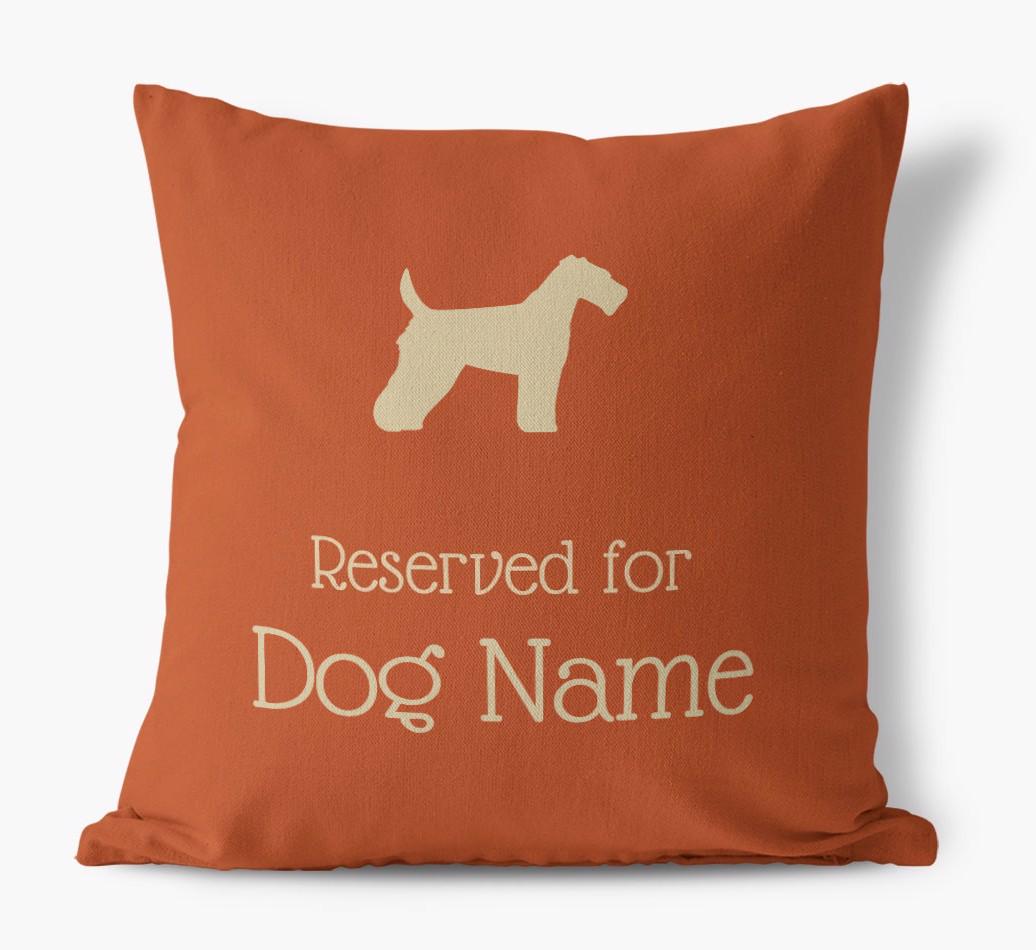 Personalised 'Reserved For {dogsName}' Canvas Cushion