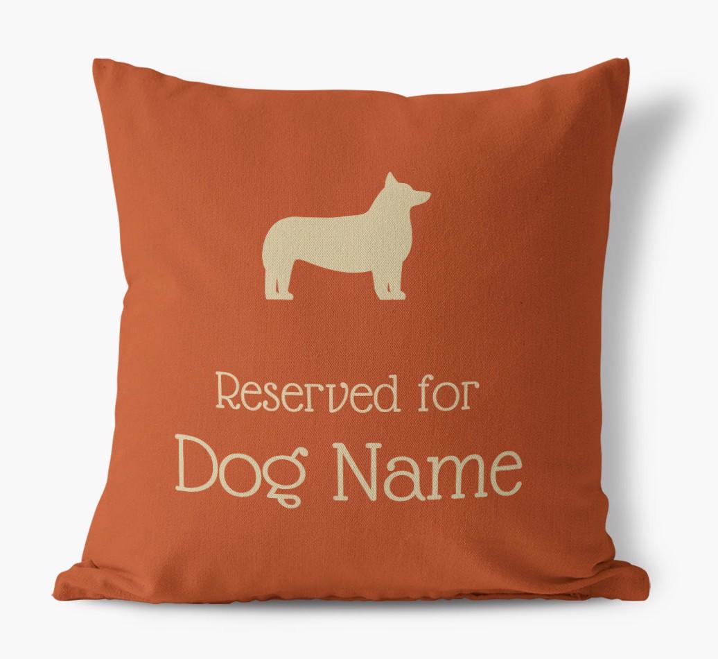Personalised 'Reserved For {dogsName}' Canvas Cushion