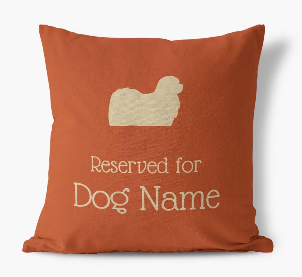 Personalised 'Reserved For {dogsName}' Canvas Cushion