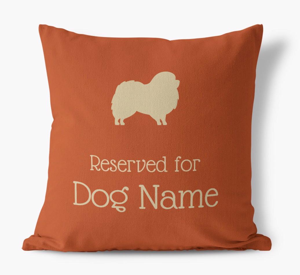 Personalised 'Reserved For {dogsName}' Canvas Cushion