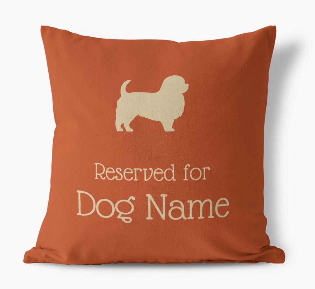 Personalised 'Reserved For {dogsName}' Canvas Cushion