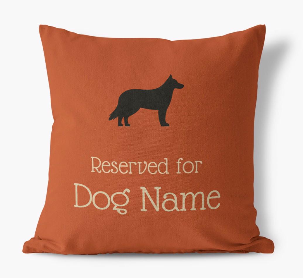 Personalised 'Reserved For {dogsName}' Canvas Cushion