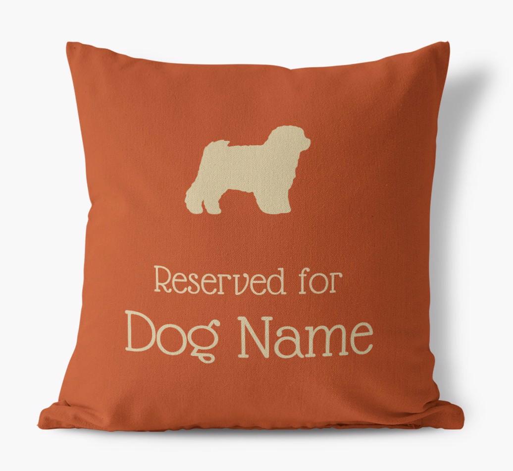 Personalised 'Reserved For {dogsName}' Canvas Cushion