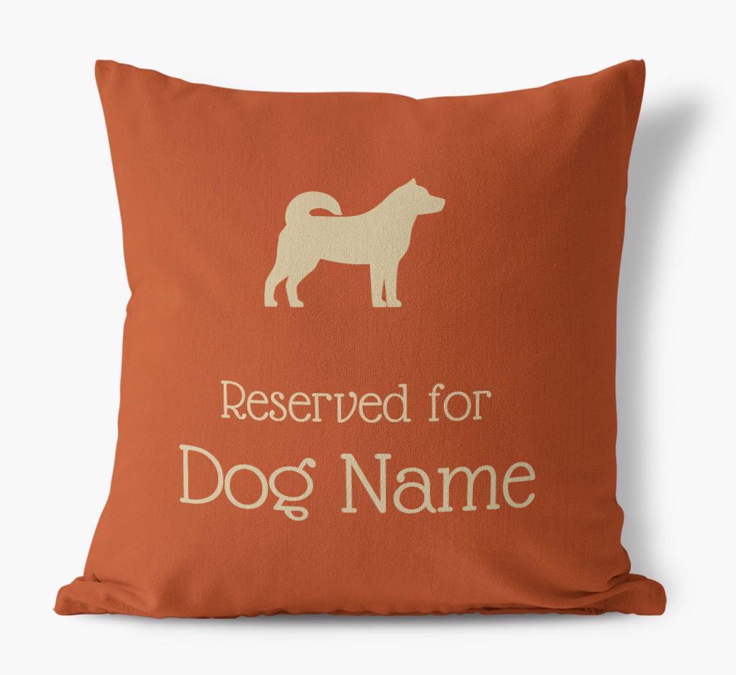 Personalised 'Reserved For {dogsName}' Canvas Cushion