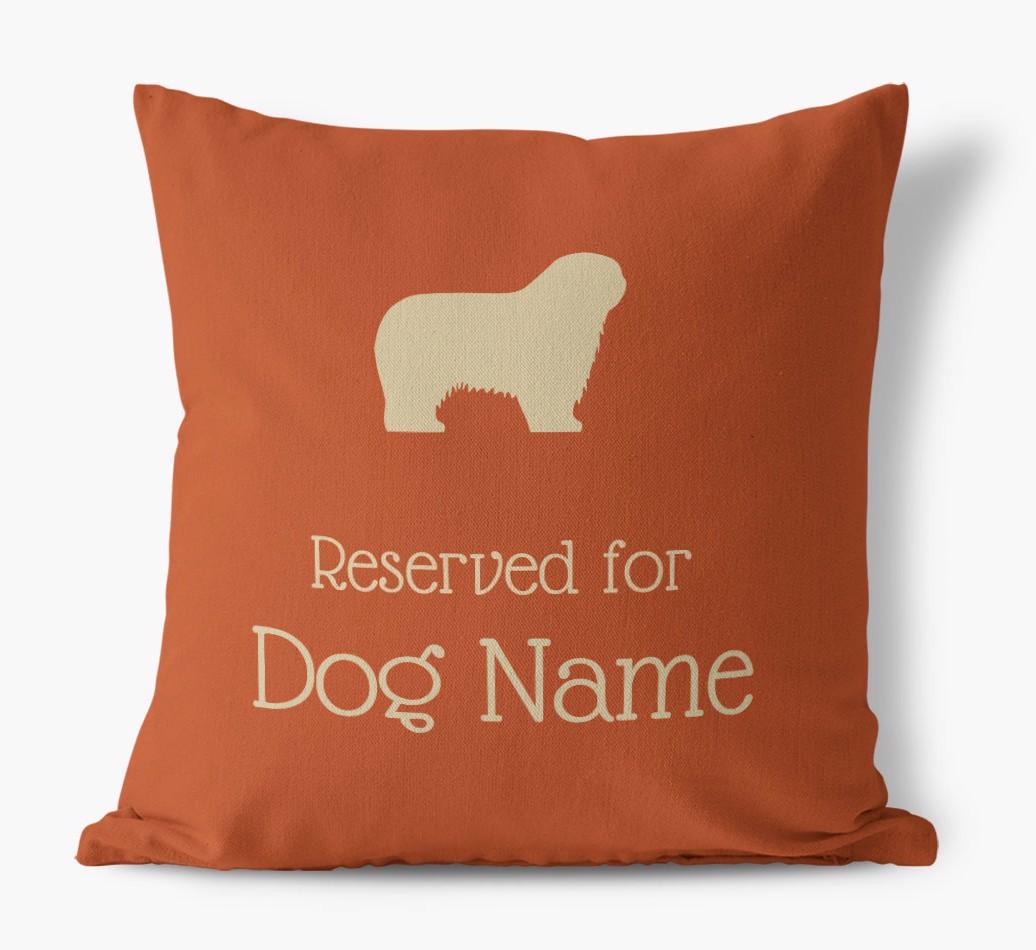 Personalised 'Reserved For {dogsName}' Canvas Cushion