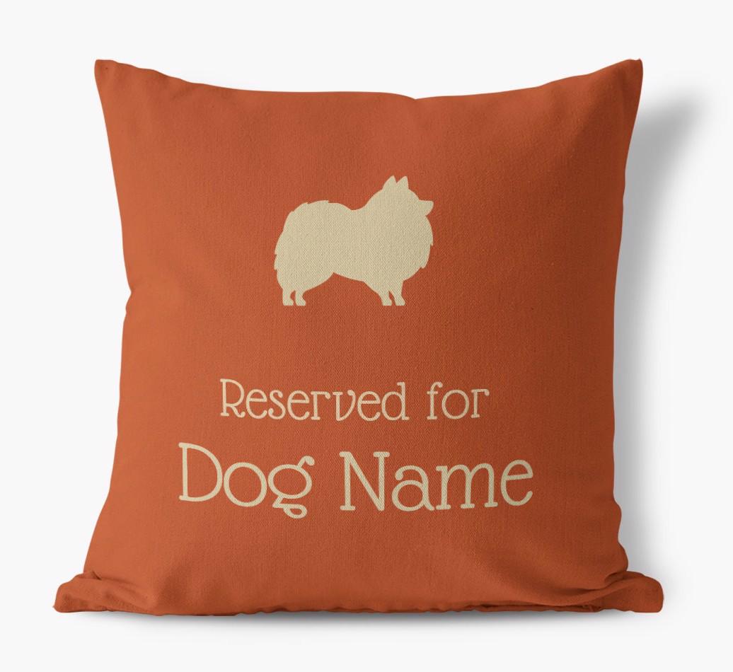 Personalised 'Reserved For {dogsName}' Canvas Cushion