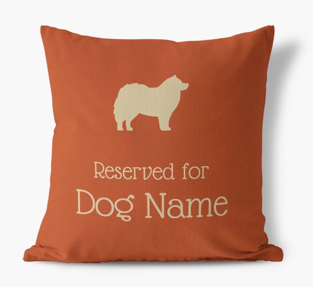 Personalised 'Reserved For {dogsName}' Canvas Cushion