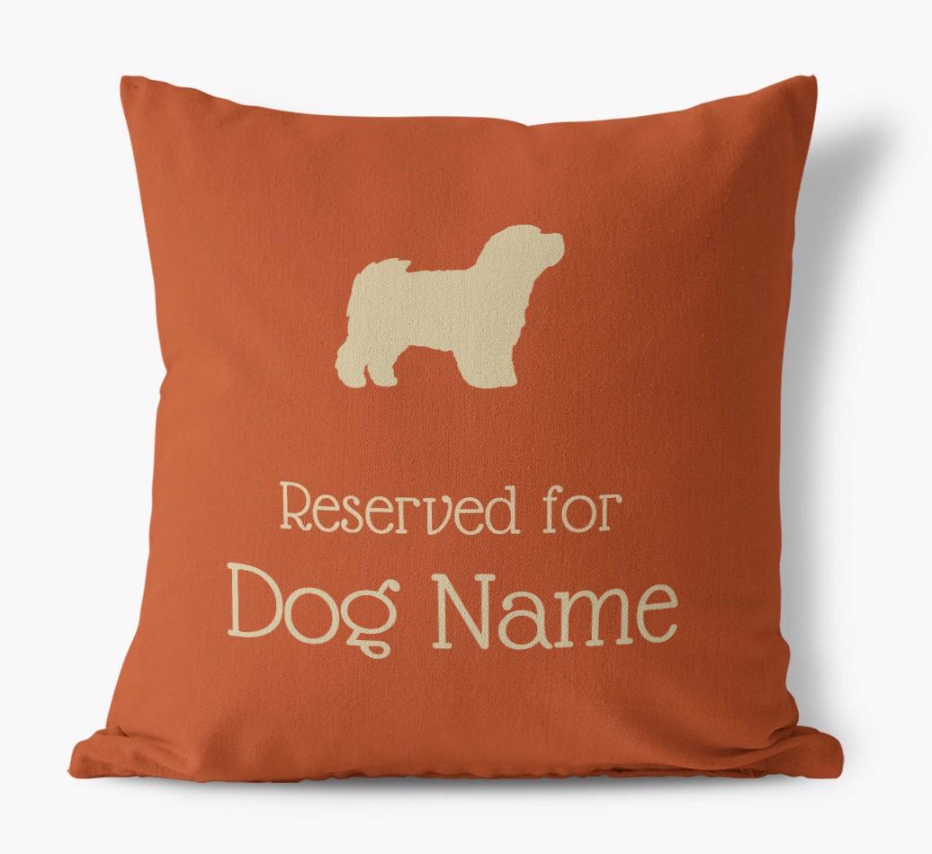Personalised 'Reserved For {dogsName}' Canvas Cushion