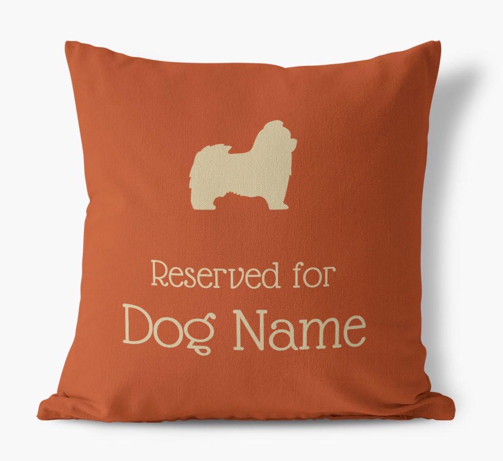 Personalised 'Reserved For {dogsName}' Canvas Cushion