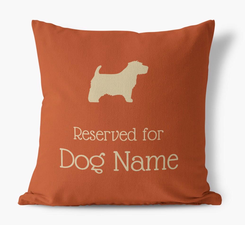 Personalised 'Reserved For {dogsName}' Canvas Cushion