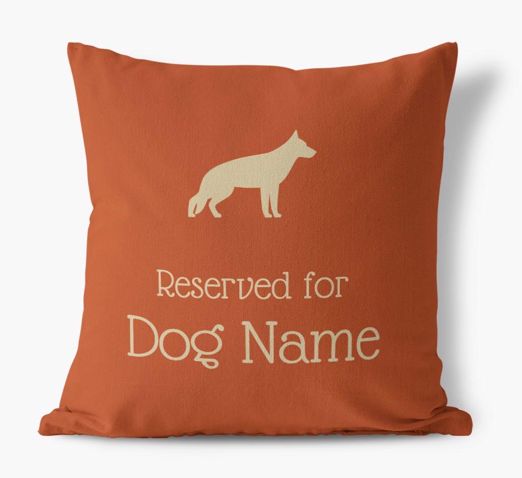 Personalised 'Reserved For {dogsName}' Canvas Cushion