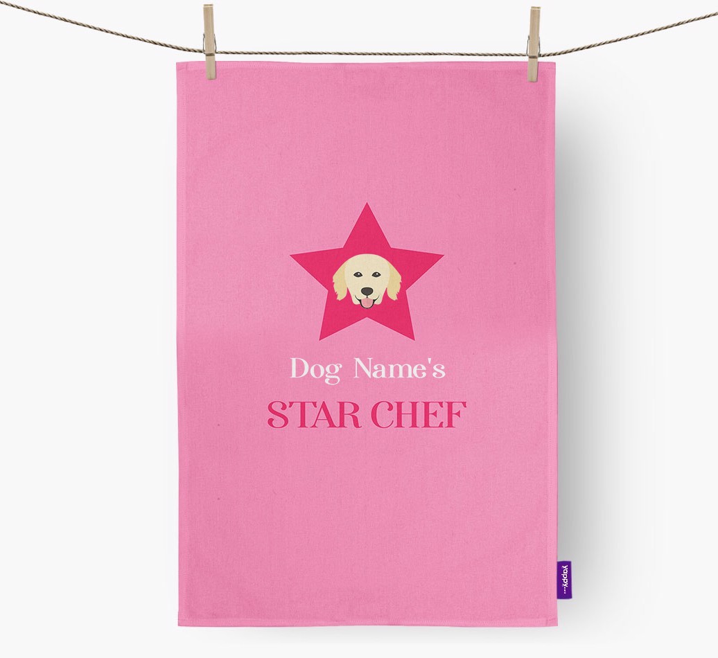 '{dogsName}'s Star Chef' - Personalised {breedFullName} Tea Towel