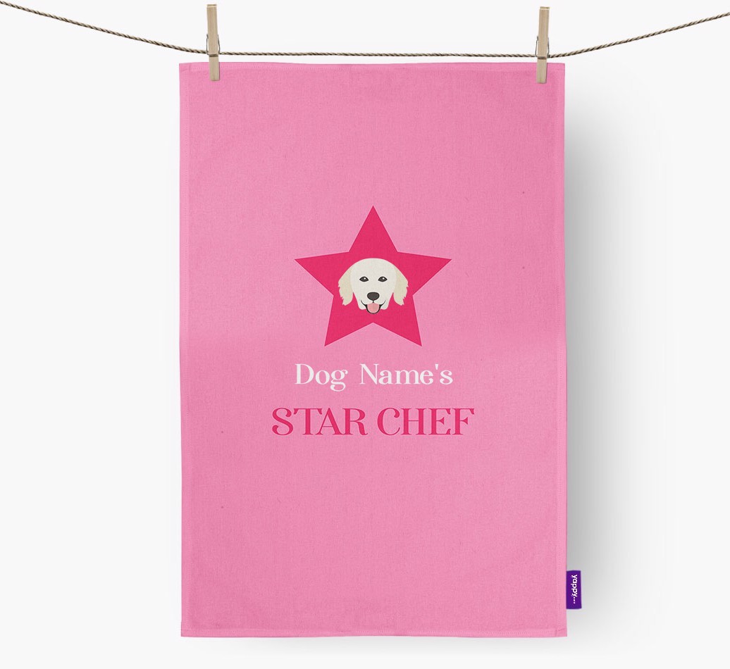 '{dogsName}'s Star Chef' - Personalised {breedFullName} Tea Towel