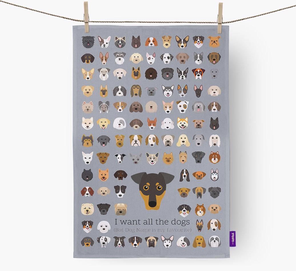 Personalised 'I want all the dogs' Dish Towel