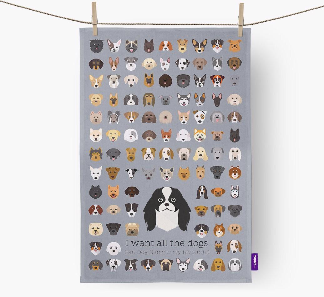 Personalised 'I want all the dogs' Dish Towel