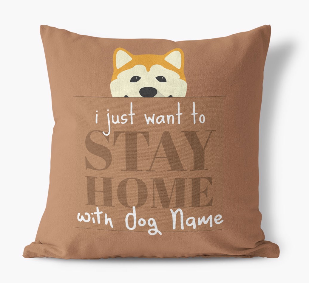 Stay Home: Personalised {breedFullName} Canvas Cushion