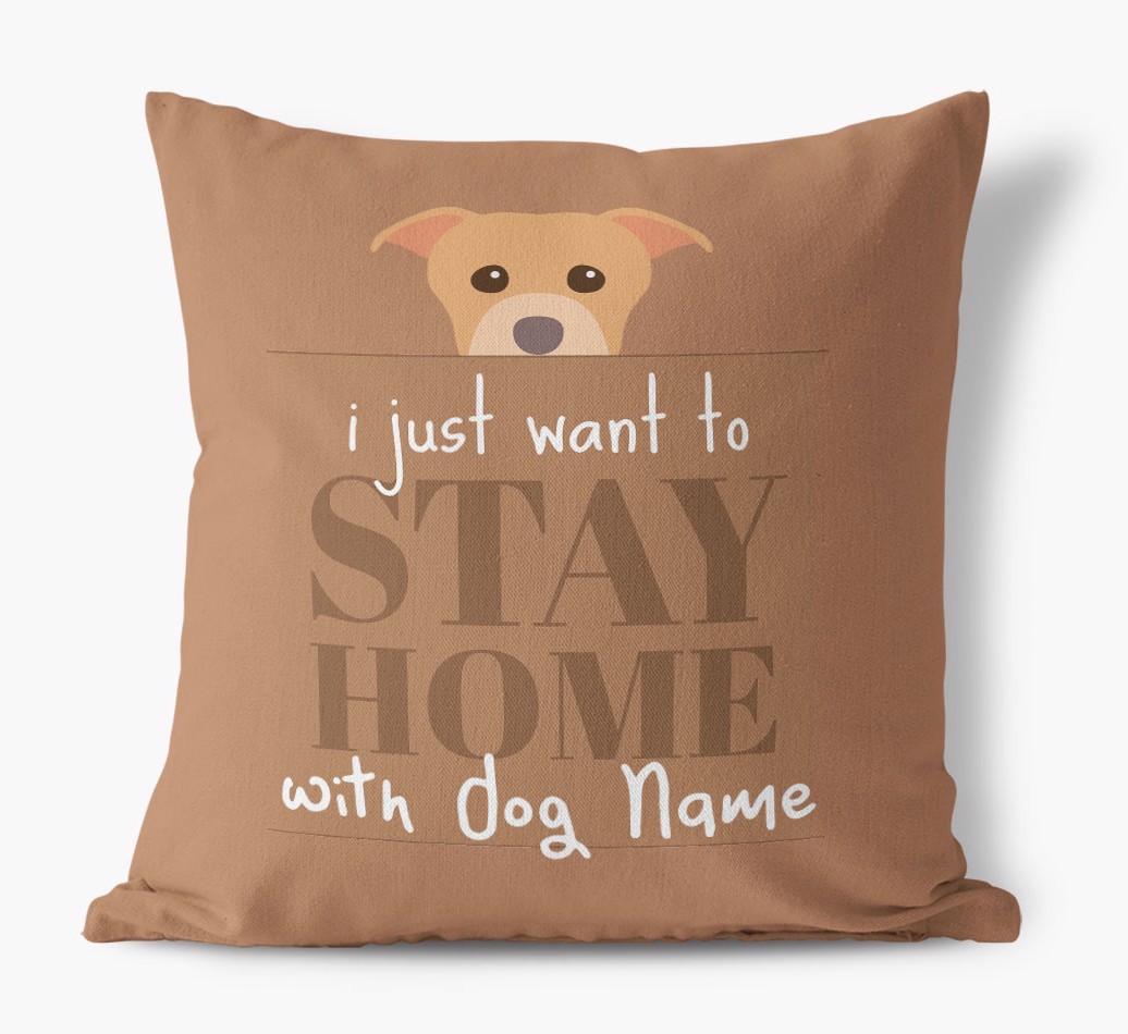 Stay Home: Personalised {breedFullName} Canvas Cushion