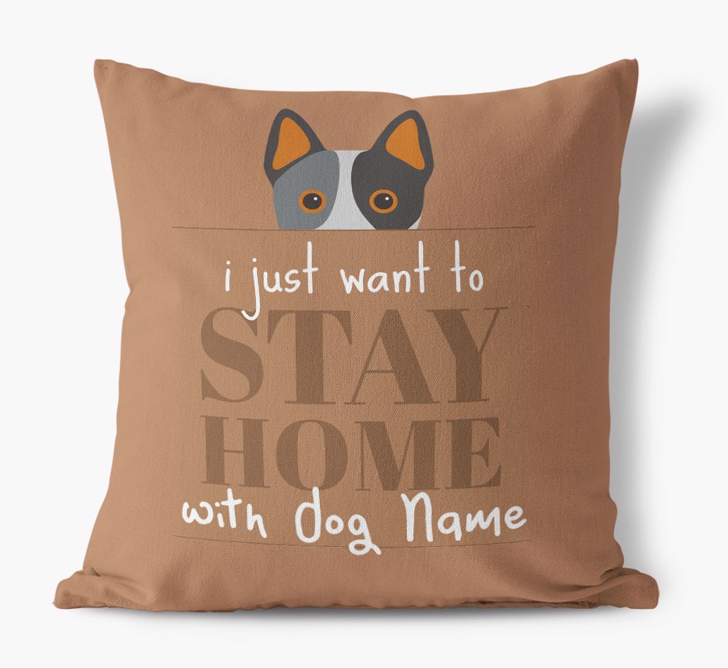 Stay Home: Personalised {breedFullName} Canvas Cushion