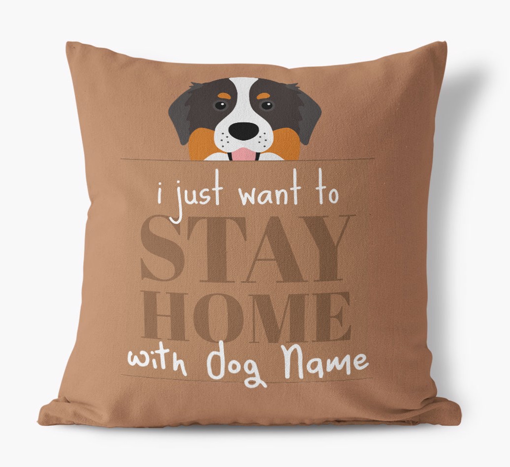 Stay Home: Personalised {breedFullName} Canvas Cushion