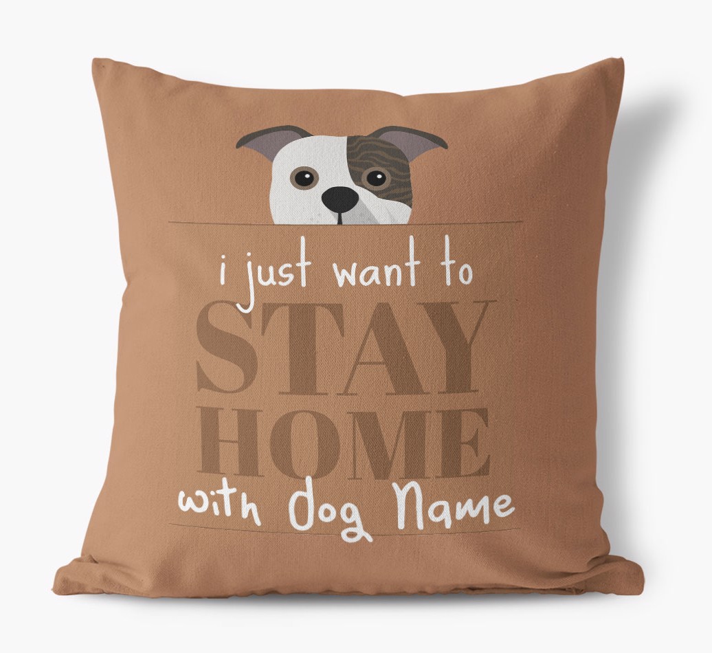Stay Home: Personalised {breedFullName} Canvas Cushion