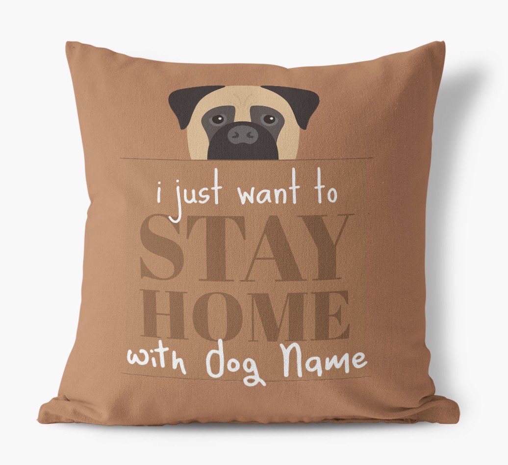 Stay Home: Personalised {breedFullName} Canvas Cushion