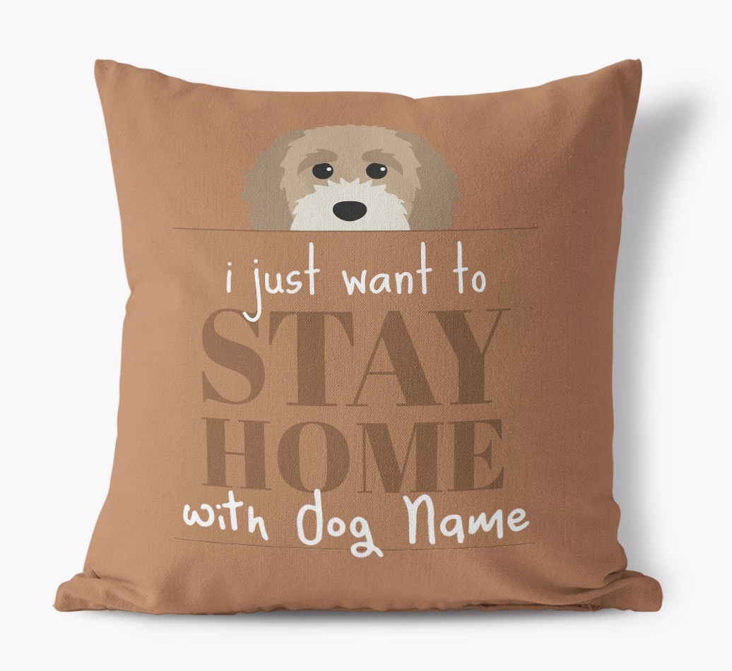 Stay Home: Personalised {breedFullName} Canvas Cushion