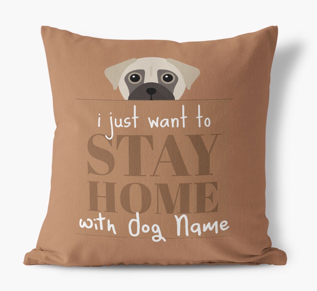 Stay Home: Personalised {breedFullName} Canvas Cushion