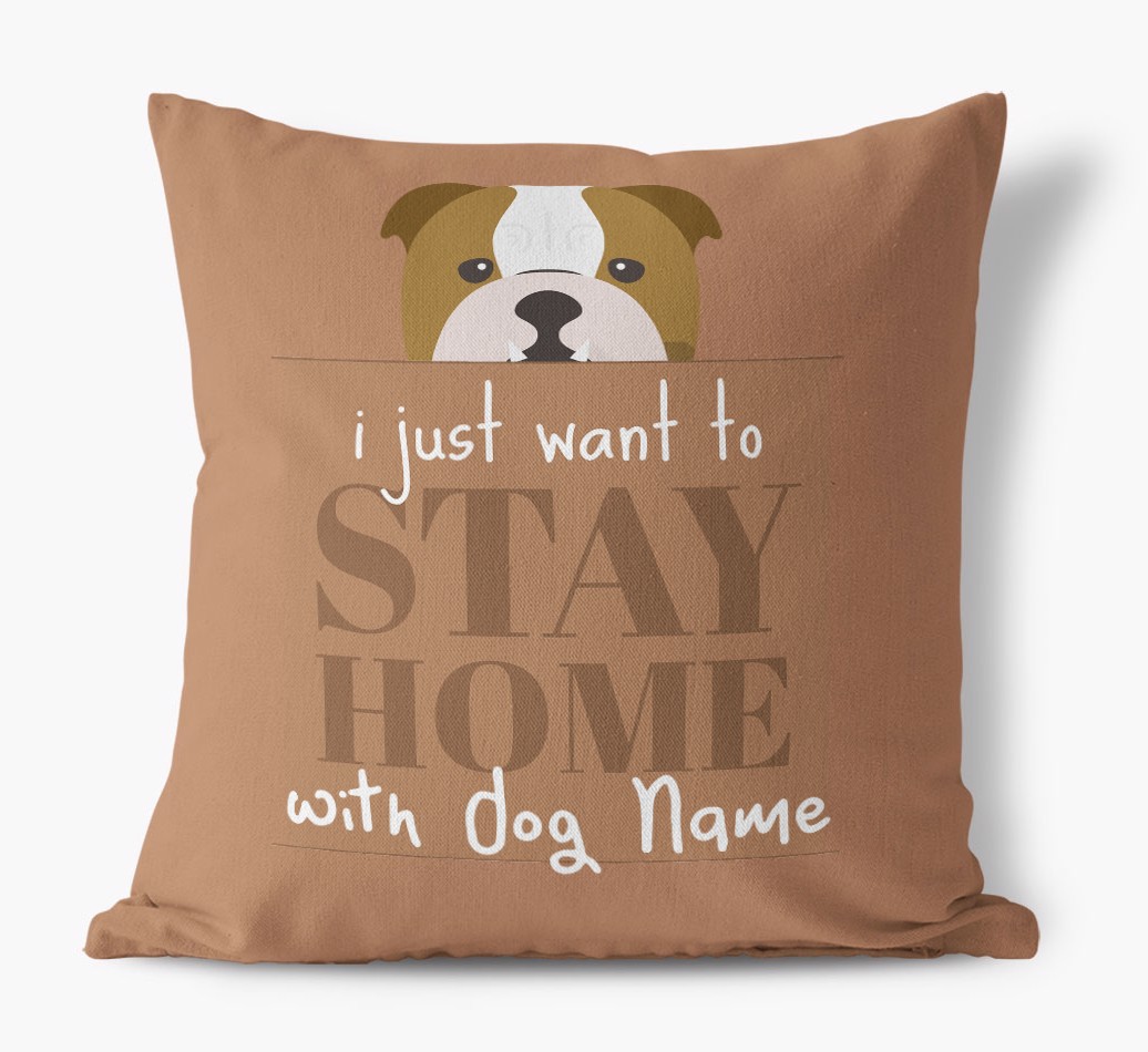 Stay Home: Personalised {breedFullName} Canvas Cushion