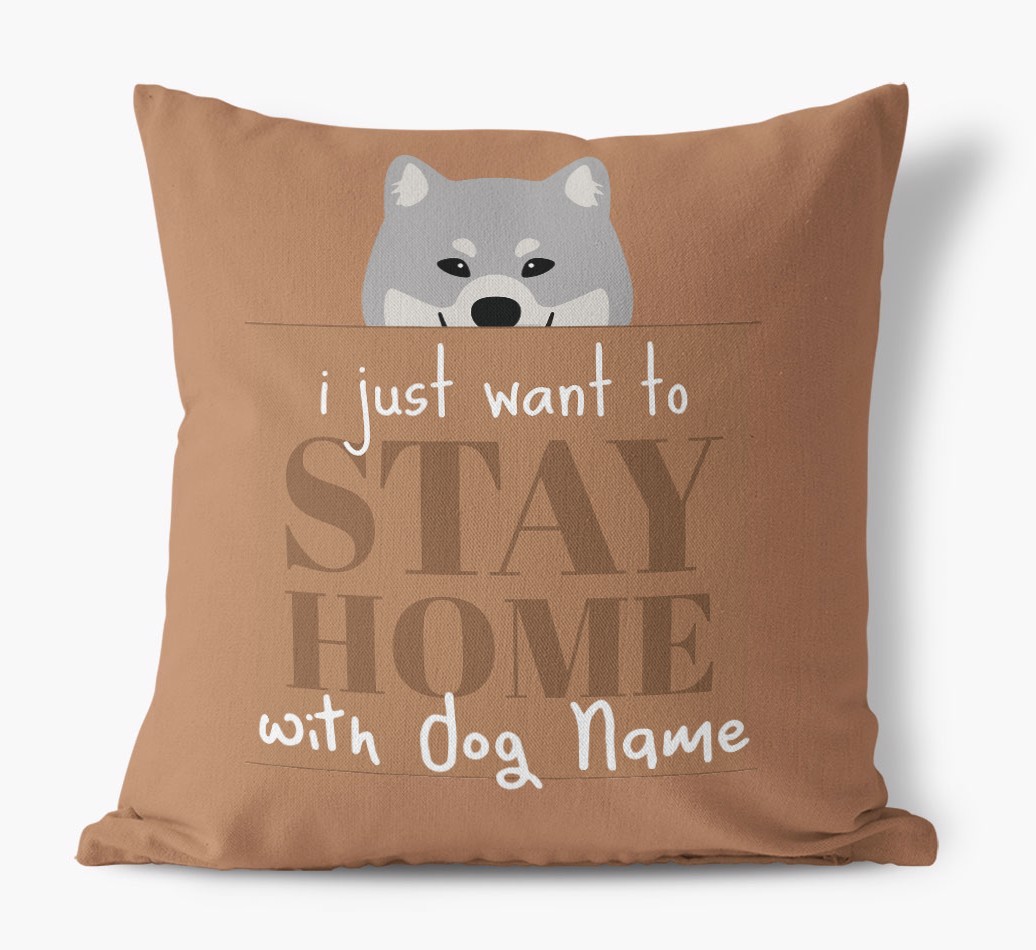 Stay Home: Personalised {breedFullName} Canvas Cushion
