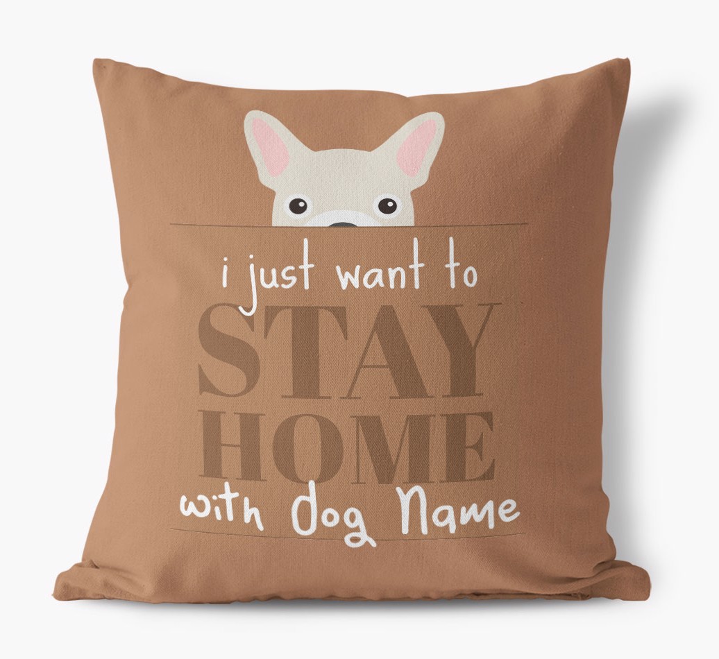 Stay Home: Personalized {breedFullName} Canvas Pillow