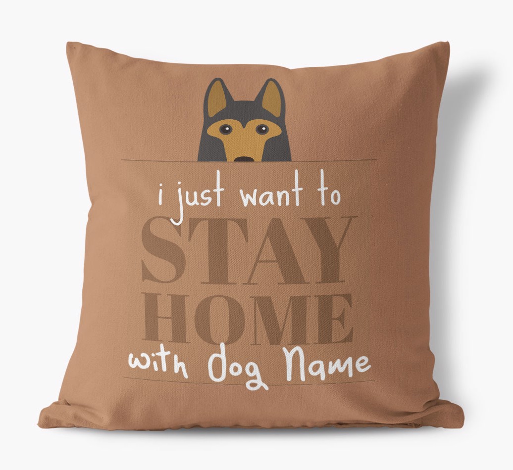 Stay Home: Personalised {breedFullName} Canvas Cushion