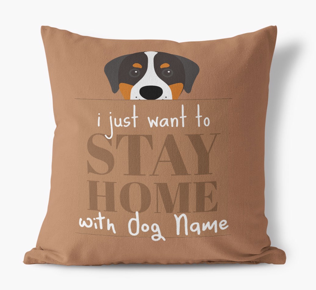 Stay Home: Personalised {breedFullName} Canvas Cushion