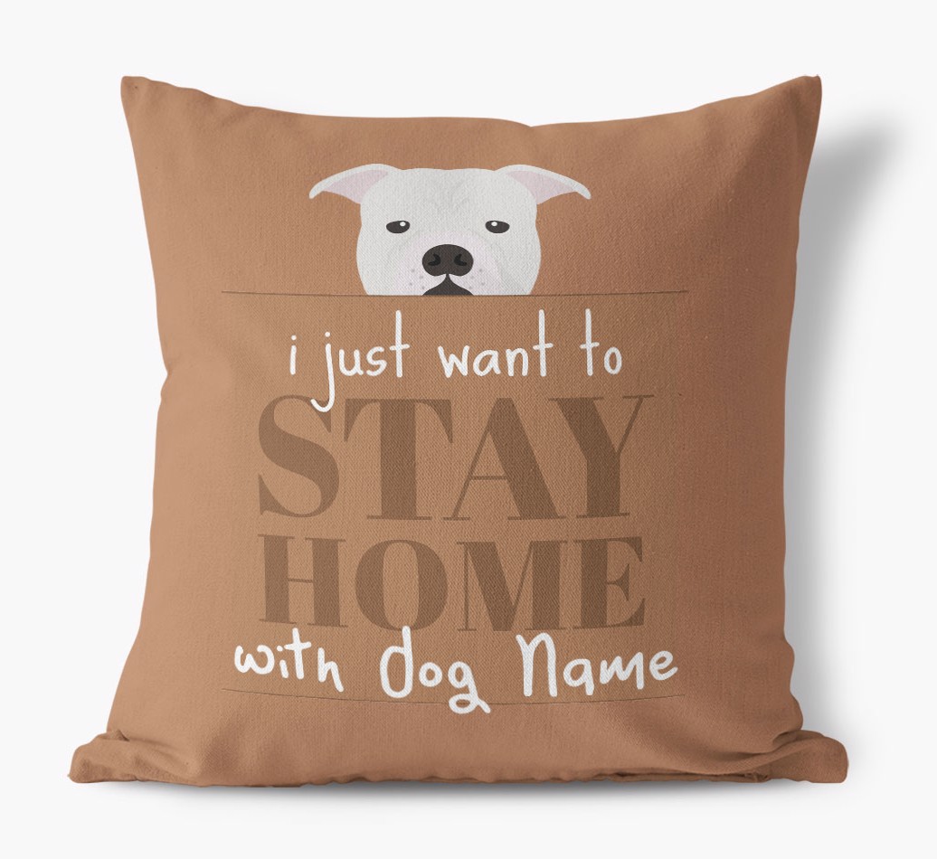 Stay Home: Personalised {breedFullName} Canvas Cushion
