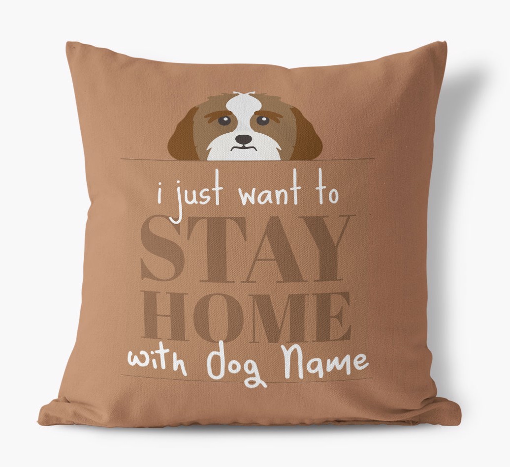 Stay Home: Personalised {breedFullName} Canvas Cushion