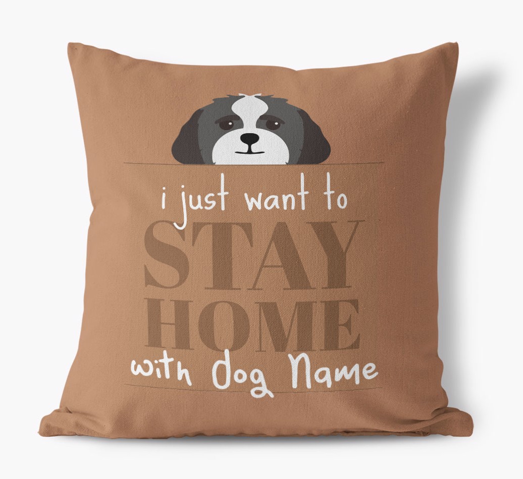 Stay Home: Personalised {breedFullName} Canvas Cushion
